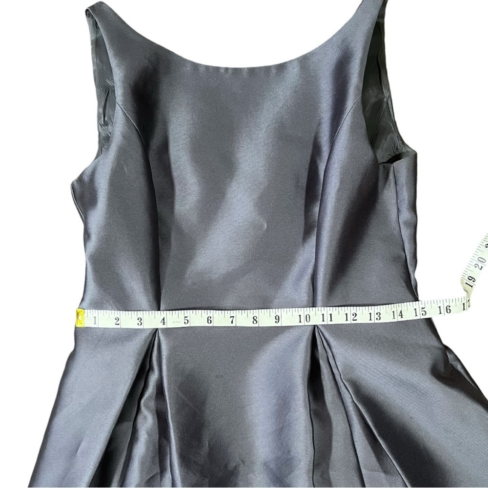 Adrianna Papell Pewter Grey Mikado Hi-Lo Gown sz 8 - Picture 10 of 14